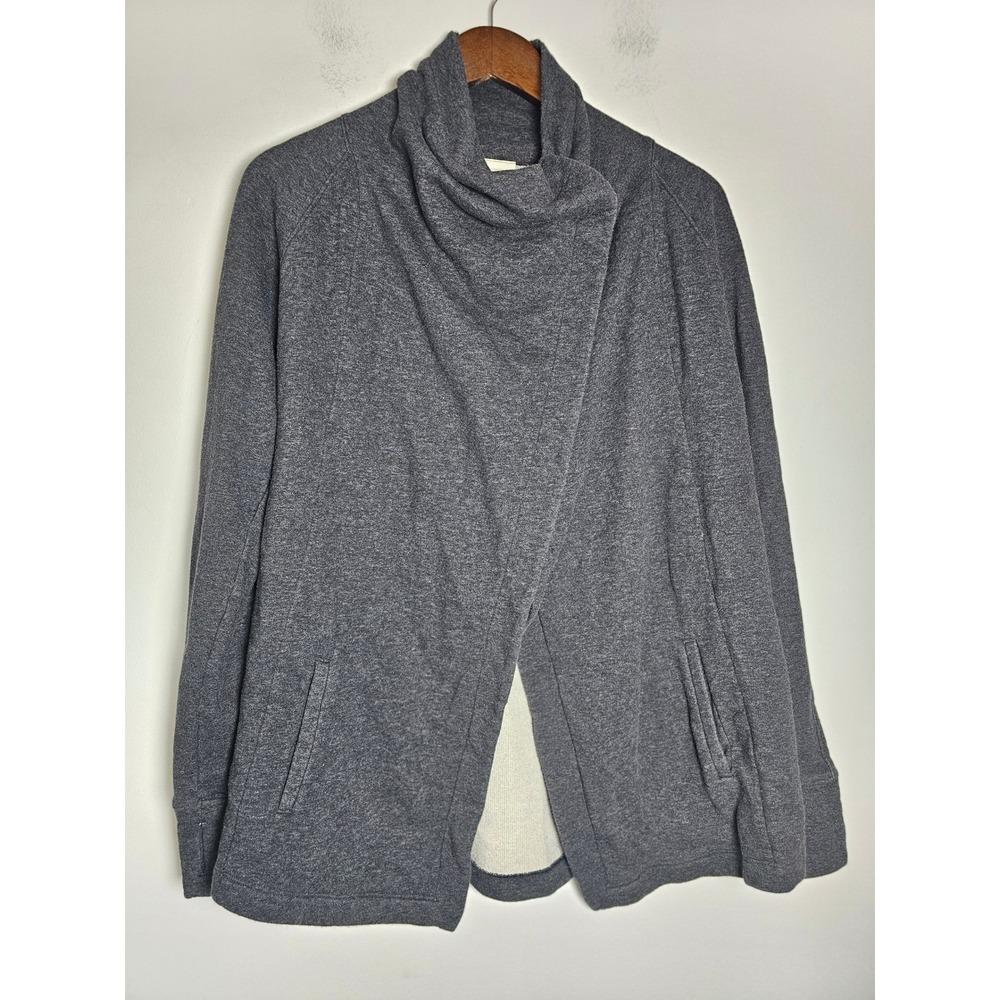 Athleisure Under Armour Cowl Neck Cardigan Womens Medium Gray Asymmetrical Wrap